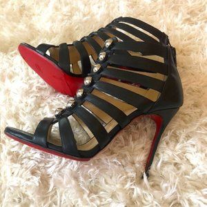 Christian Louboutin Black Leather Caged Heeled Sandal 36.5/6